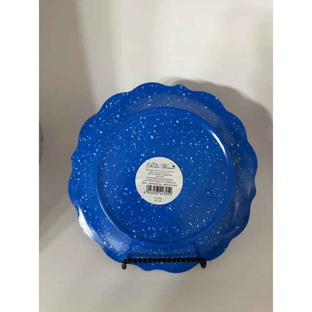 Pioneer Woman Juliette Cobalt Blue Melamine Salad Plates Set of 4 Speckled 8.7in